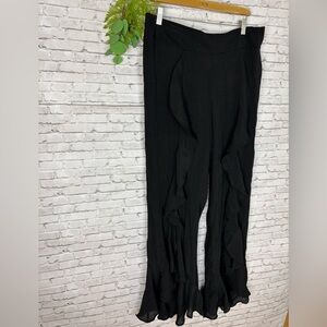 Cato Black Ruffle Elastic Waist Pants